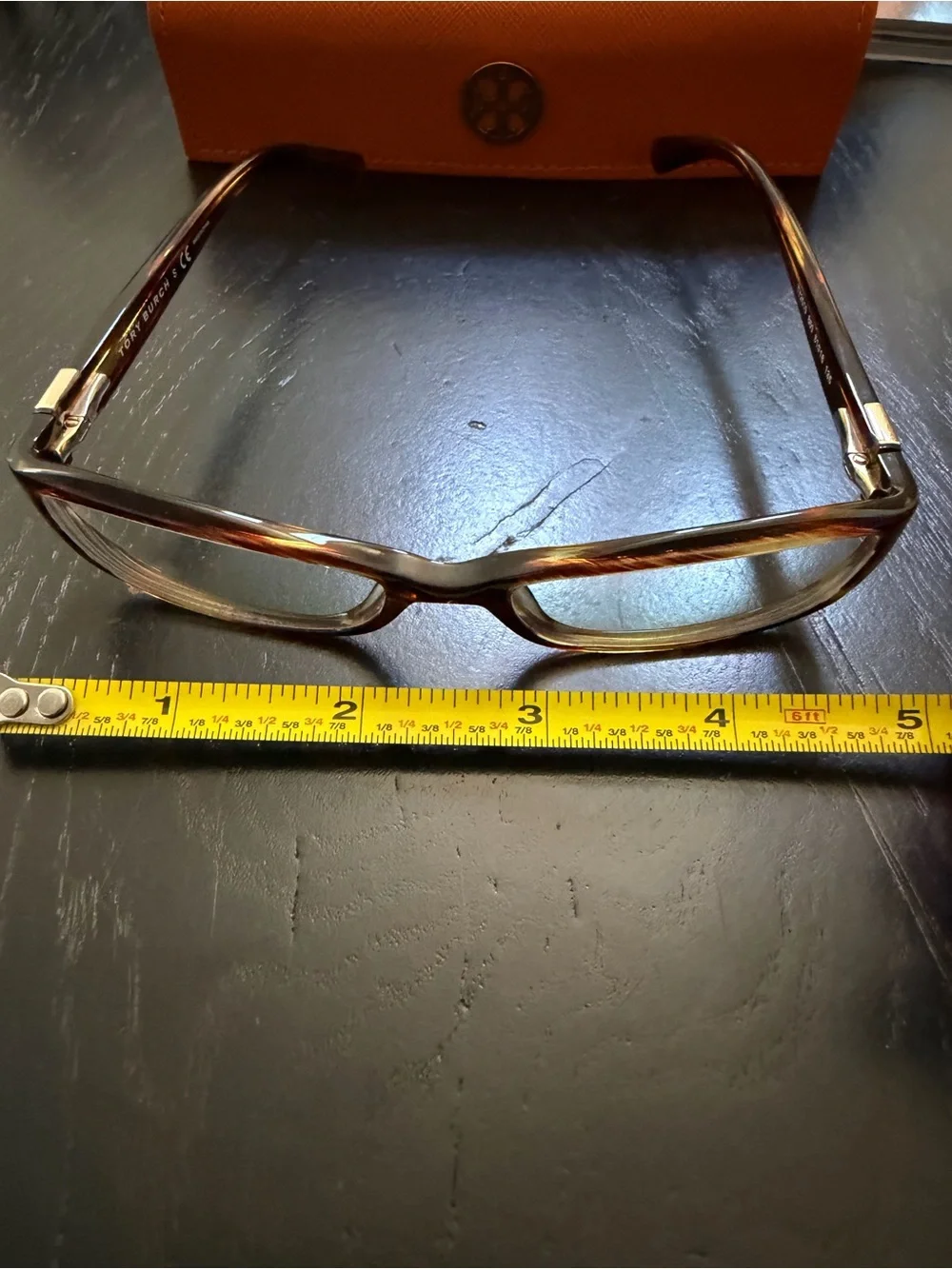 Tory Burch Tortoiseshell Rectangular reading Glasses with Case